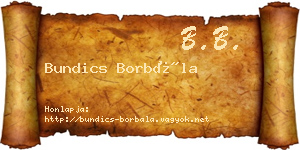 Bundics Borbála névjegykártya